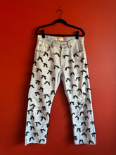 Load image into Gallery viewer, Vintage denim jeans with satin bows on face