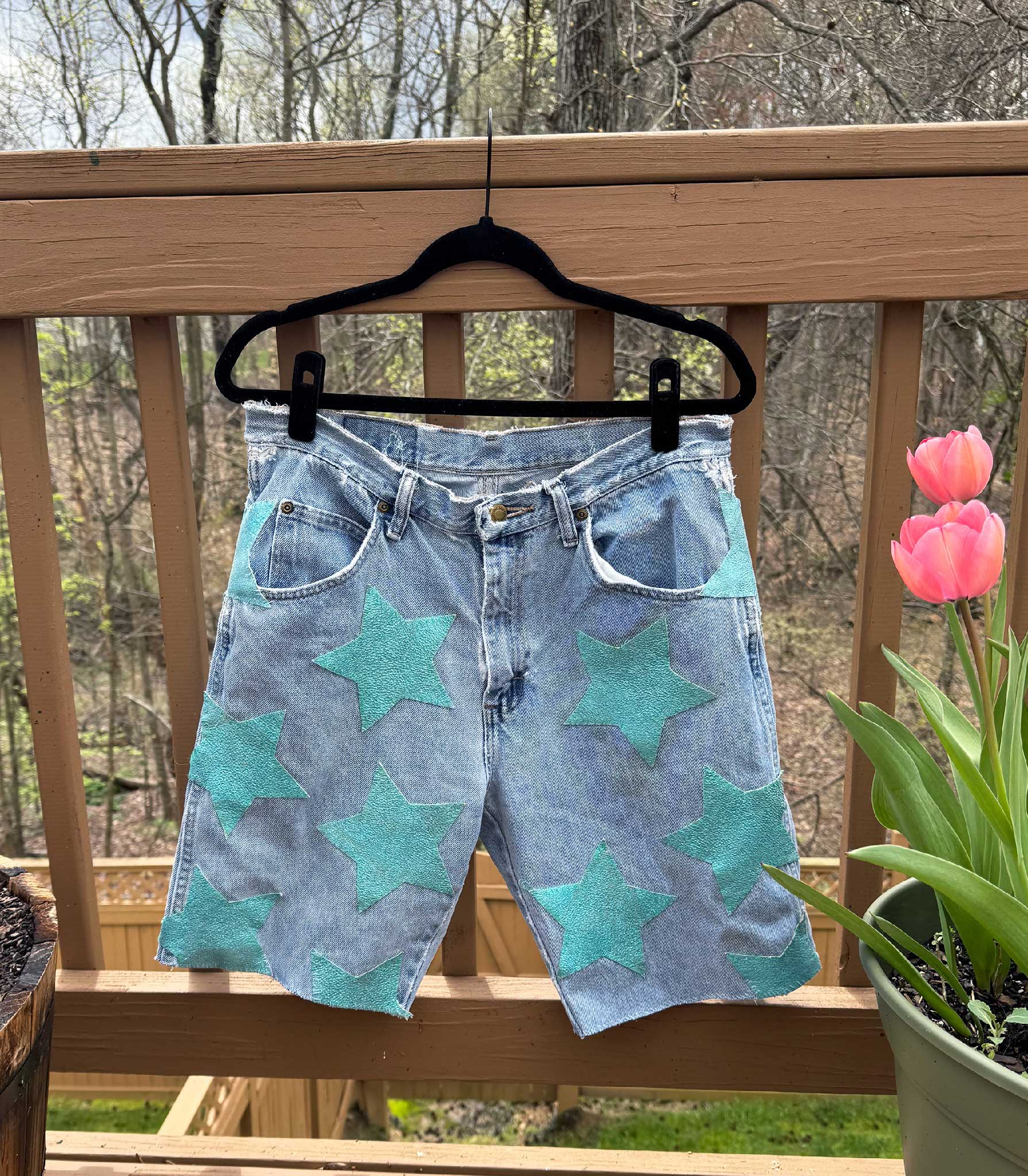 Star denim shorts fashion